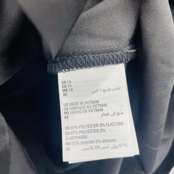 Bar III Womens Plus Size 1X Satin Long-Sleeve Button-Front Shirt Black $79 1835 - Picture 7 of 7